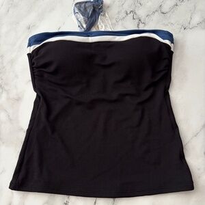 Tommy Bahama Nwt Black Blue Island Cays Colorblock Bandini Swim Tankini Top XS